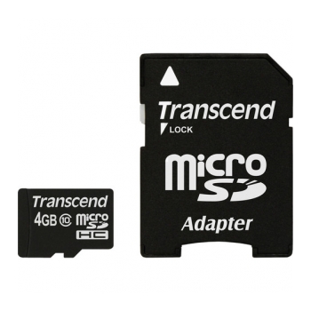 Cartão de memória Micro SDHC Classe 10 20Mb/s TRANSCEND MSDHC 20M 4GB