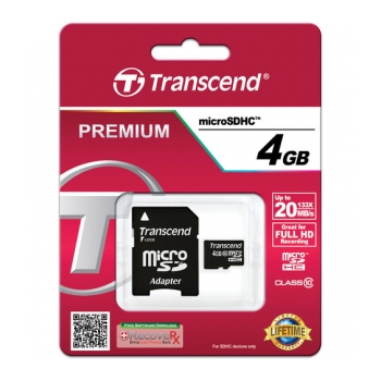 TRANSCEND MSDHC 20M 4GB Cartão de memória Micro SDHC Classe 10 20Mb/s - foto 2