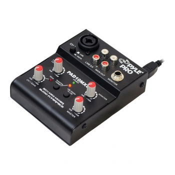 Mixer de áudio compacto com 02 canais USB PYLE PRO PAD10-MXU 