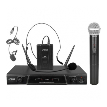 PYLE PRO PDWM-2115 Sistema de microfone de lapela, headset e entrevista sem fio