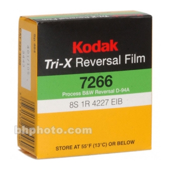 Filme Super 8 reversível P&B mudo com 50" Tri-X TXR464 KODAK 7266/S85S