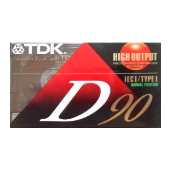 Fita cassete de 90 minutos tamanho padrão TDK D-90