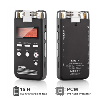 EVISTR L53 Gravador de voz digital com 8Gb e PCM Linear - foto 5