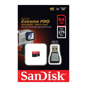 SANDISK MSDHC 275M 64GB Cartão de memória Micro SDHC Classe 10 275Mb/s  - foto 2
