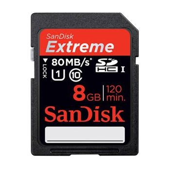 Cartão de memória SDHC C10 80Mb/s Extreme SANDISK SDHC 80M 8GB
