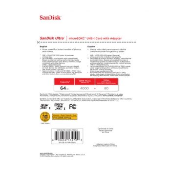 SANDISK MSDHC 80MU 64GB Cartão de memória Micro SDHC C10 80Mb/s Ultra ad - foto 5