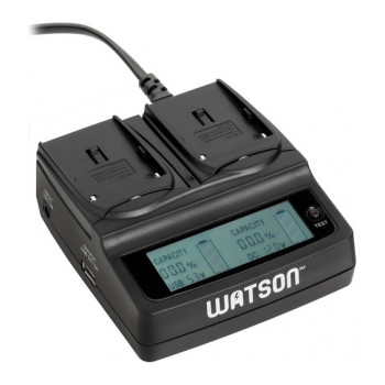Carregador de bateria duplo para série NPF com AC USB WATSON D-4203