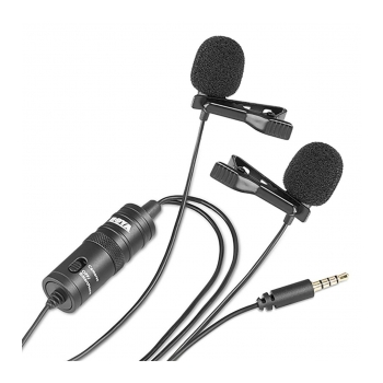 Microfone de lapela com cabo P3 para smartphones duplo BOYA BY-M1DM 
