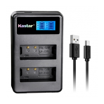 KASTAR CB-LPE10  Carregador de bateria duplo digital para Canon LP-E10