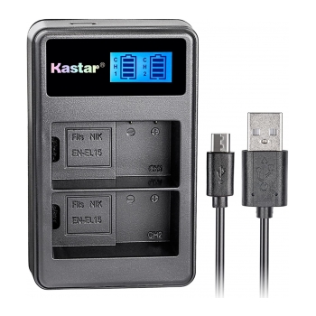 Carregador de bateria duplo digital para Nikon EN-EL15 KASTAR CB-EL15
