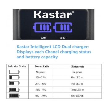 KASTAR CB-FW50 Carregador de bateria duplo digital para Sony NP-FW50 - foto 2