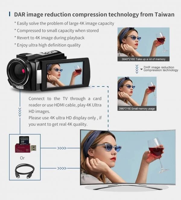 ORDRO HDR-AE8 Filmadora 4K com 1CCD SDHC kit standard - foto 4