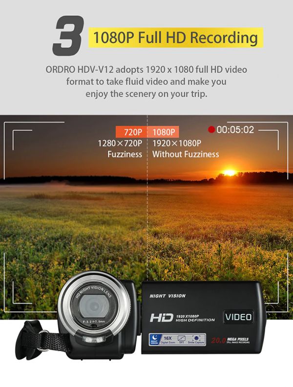 ORDRO HDV-V12 Filmadora HD com 1CCD SDHC - foto 8