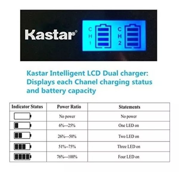KASTAR CB-BP727 Carregador de Bateria digital duplo para Canon - foto 3