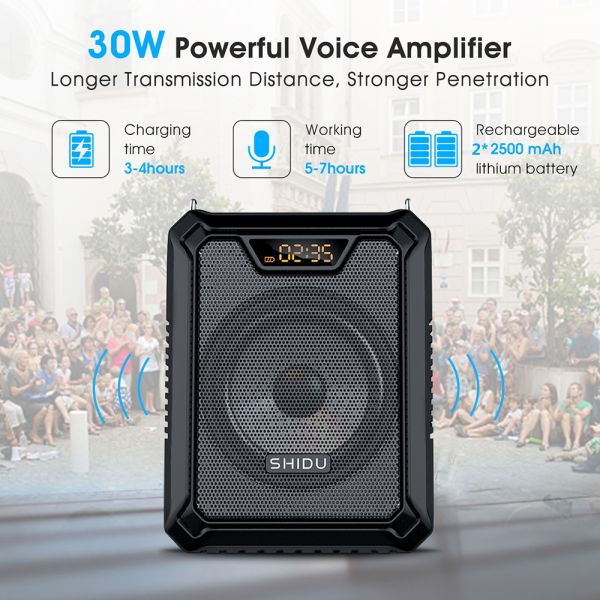 SHIDU M1000 Amplificador de voz portátil com bateria integrada 30W - foto 1