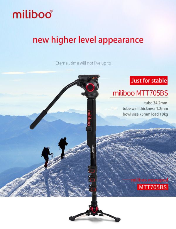 MILIBOO MTT-705-CA Monopé 04 seções fibra carbono cabeça hidráulica - sup. 10Kg - foto 10