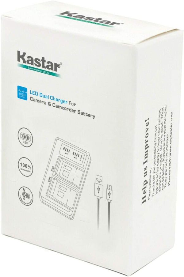 KASTAR CB-BP828 Carregador de bateria duplo para Canon BP-828 - foto 4