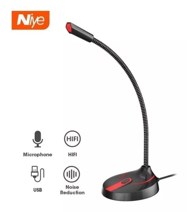 Microfone gooseneck de 35cm com cabo USB para conferência NIYE NGO-USB 