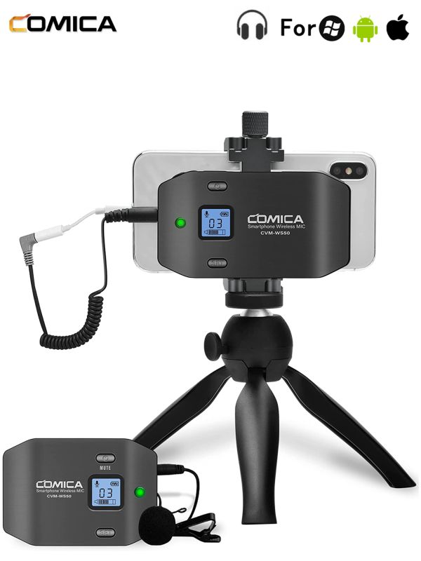 COMICA CVM-WS50C Microfone de lapela sem fio para smartphones