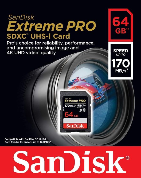 SANDISK SDHC 170M 64GB Cartão de memória SDHC C10 170Mb/s Extreme Pro - foto 4