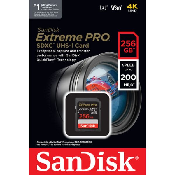 SANDISK SDHC 200M 256GB Cartão de memória SDHC C10 200Mb/s ExtremPro 4K - foto 4