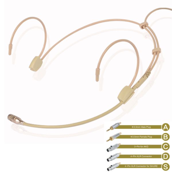 Microfone headset com cabo 3pin bege para AKG LULE HSC-AKG