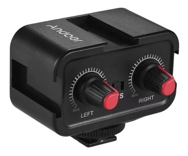Mixer de áudio compacto com 02 canais P2 para câmeras  ANDOER WS-V2
