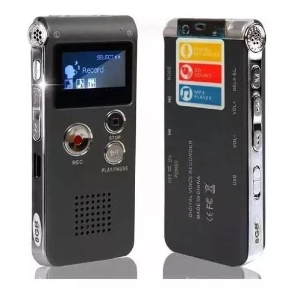 Gravador de voz digital com 8Gb USB e MP3 preto EVISTR L169