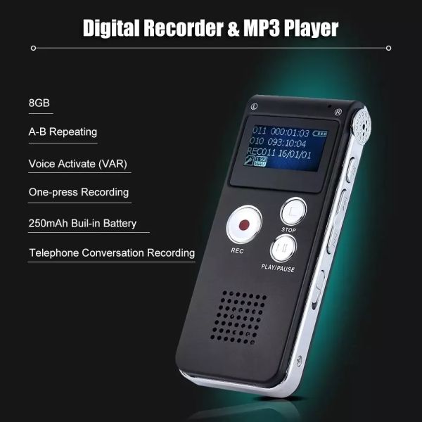 EVISTR L169 Gravador de voz digital com 8Gb USB e MP3 preto - foto 8