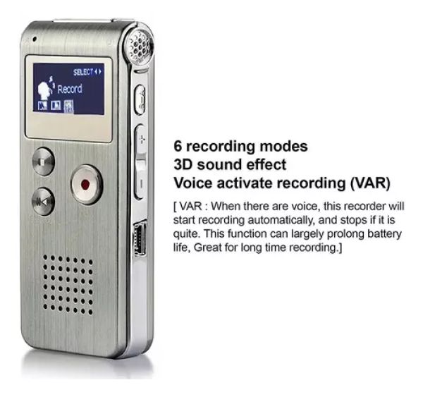 EVISTR L169 Gravador de voz digital com 8Gb USB e MP3 prata - foto 6