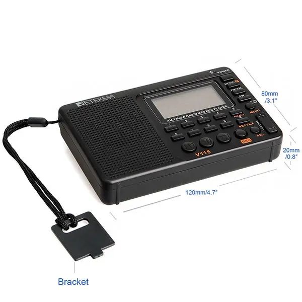 RETEKESS V115 Rádio portátil AM FM SW com MP3 Rec Player  - foto 2