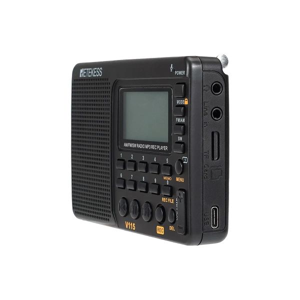 RETEKESS V115 Rádio portátil AM FM SW com MP3 Rec Player  - foto 3