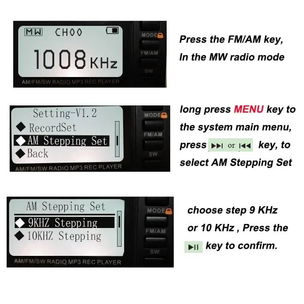 RETEKESS V115 Rádio portátil AM FM SW com MP3 Rec Player  - foto 5