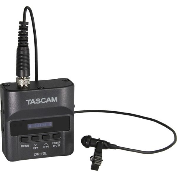 TASCAM DR-10L Gravador de voz digital com slot Micro SD e microfone de lapela
