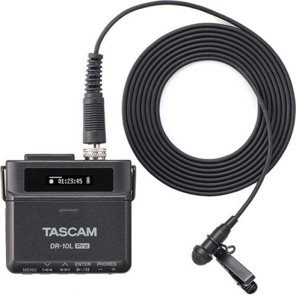 TASCAM DR-10L PRO Gravador de voz digital com slot Micro SD e microfone de lapela