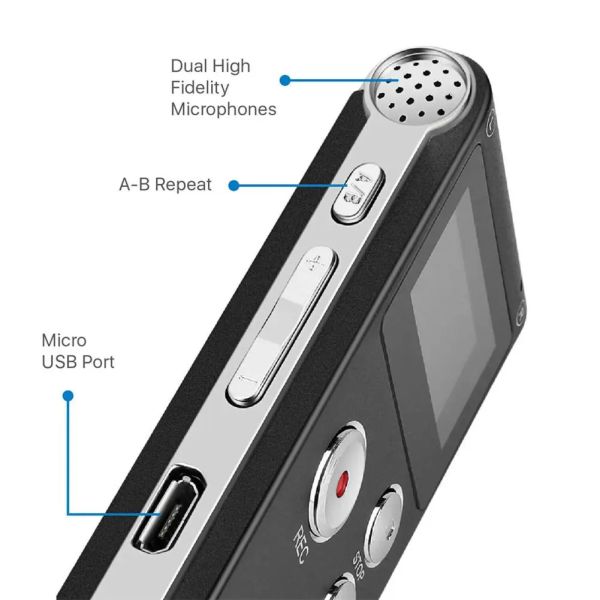 EVISTR L169 Gravador de voz digital com 8Gb USB e MP3 preto - foto 10