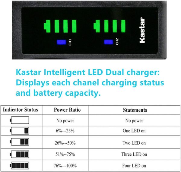 KASTAR CB-NPFV100 Carregador de bateria duplo para Sony  - foto 2
