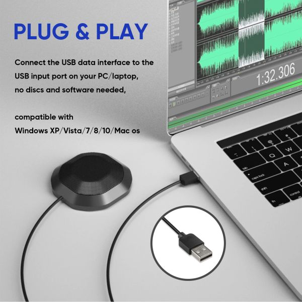 FOKEY FK-855 Microfone de mesa com cabo USB para conferência mute - foto 4