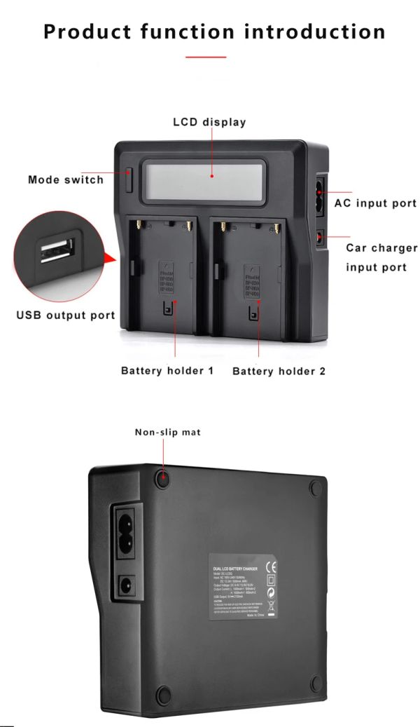 ANDOER CB-BPU60 Carregador de bateria duplo digital para Sony BP-U60 - foto 9