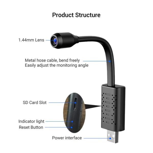 HNSAT V380 Mini câmera espiã flexível Wi-Fi USB - foto 9