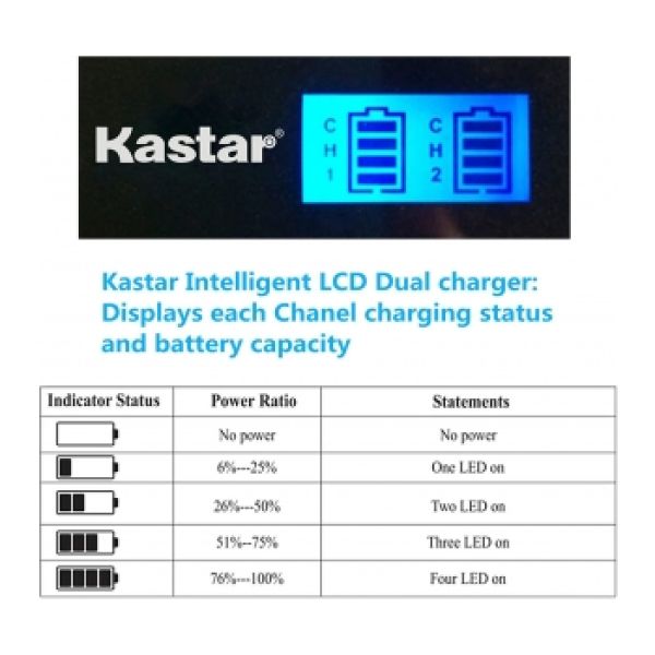 KASTAR CB-EL14 Carregador de bateria duplo para Nikon EN-EL14 - foto 3