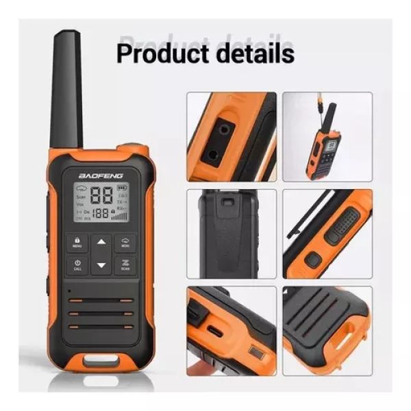 BAOFENG F22-LJ Rádio walkie talkie intercom “par” 22 canais laranja - foto 4