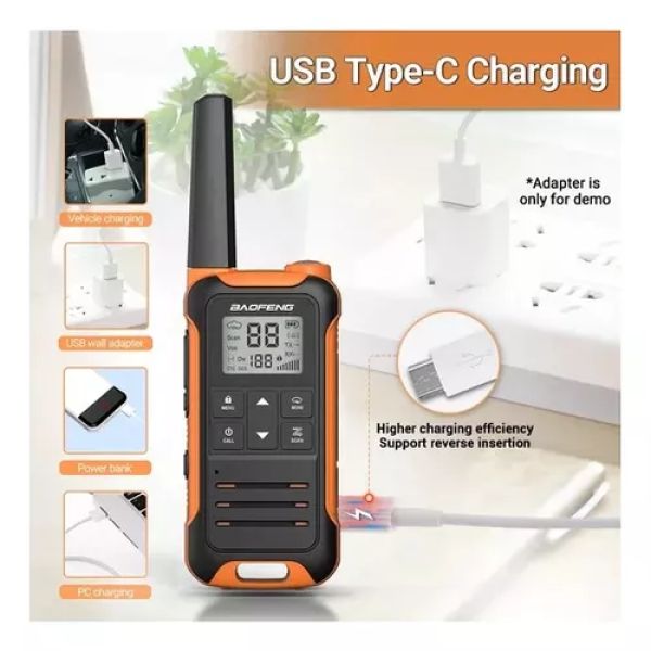 BAOFENG F22-LJ Rádio walkie talkie intercom “par” 22 canais laranja - foto 5