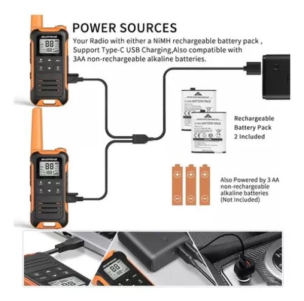 BAOFENG F22-LJ Rádio walkie talkie intercom “par” 22 canais laranja - foto 6