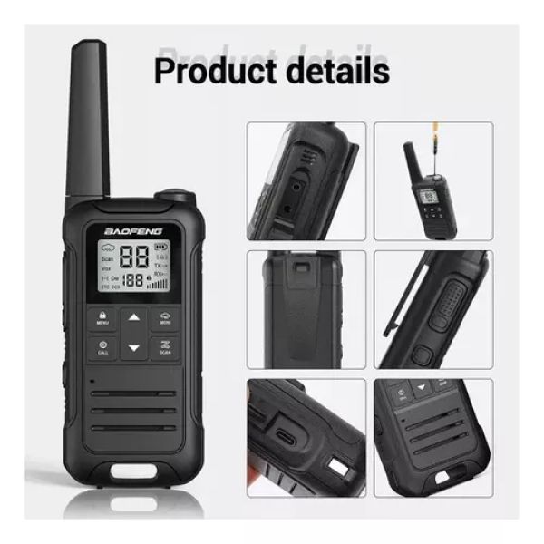 BAOFENG F22-PT Rádio walkie talkie intercom “par” 22 canais preto - foto 3