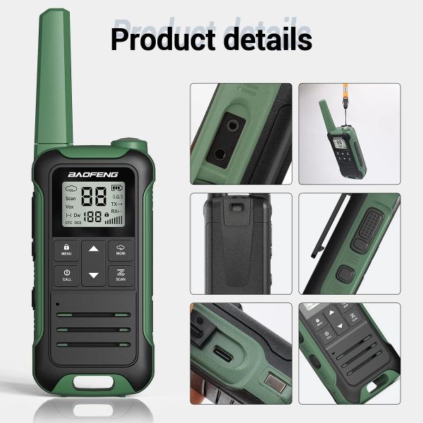 BAOFENG F22-VD Rádio walkie talkie intercom “par” 22 canais verde - foto 4