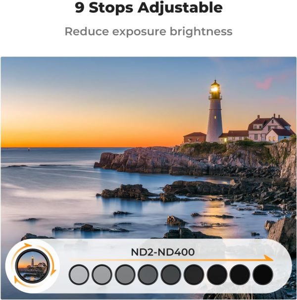 K&F CONCEPT ND2-ND400/52 Filtro ND variável ND2-ND400 1-9 stops de 52mm - foto 3