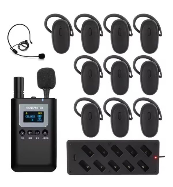 BCITY 1TX-10RX  Sistema de visitação tourguide com 10 fones