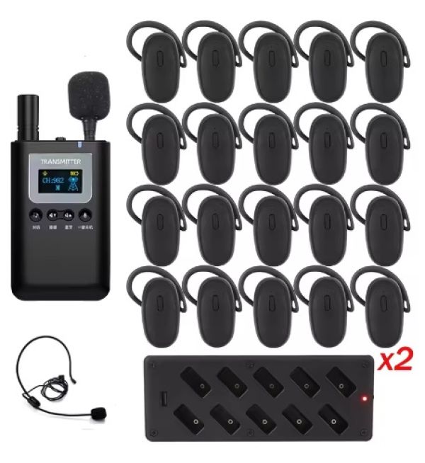 BCITY 1TX-20RX  Sistema de visitação tourguide com 20 fones