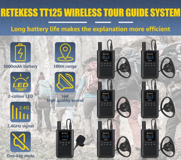 RETEKESS TT125 Sistema de visitação tourguide com 02 fones - foto 6